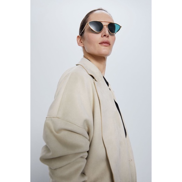 ZARA Faux Tan Suede Trench Coat size Small - Picture 6 of 15